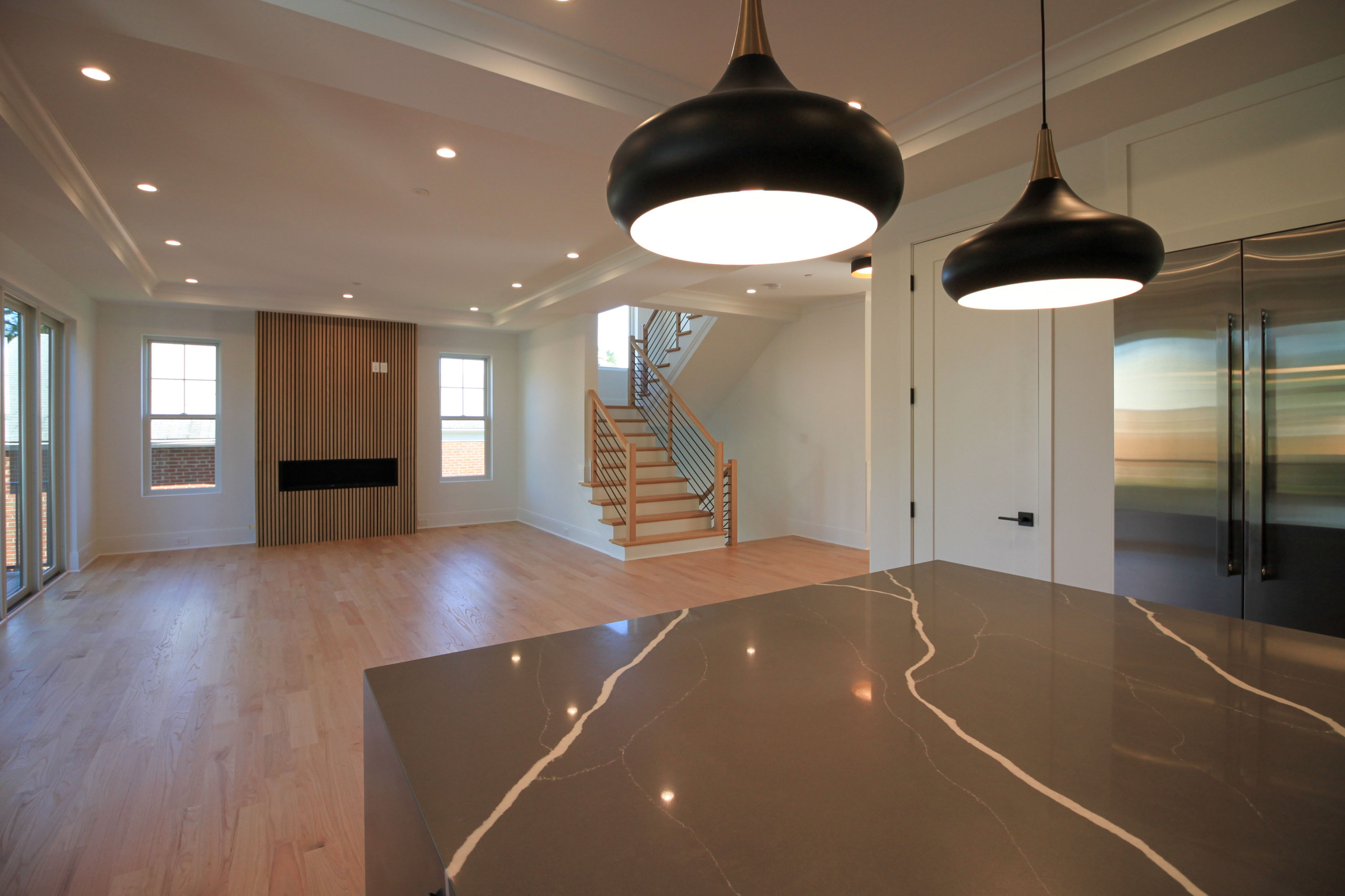 94_Neutral Color Floating Staircase with Metal Balusters, Bethesda MD 20817