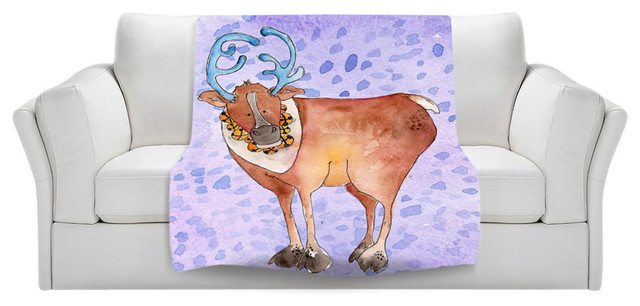 Reindeer Purple Throw Blanket, 90"x90"