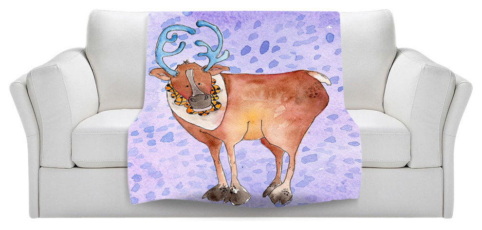 Reindeer Purple Throw Blanket, 90"x90"
