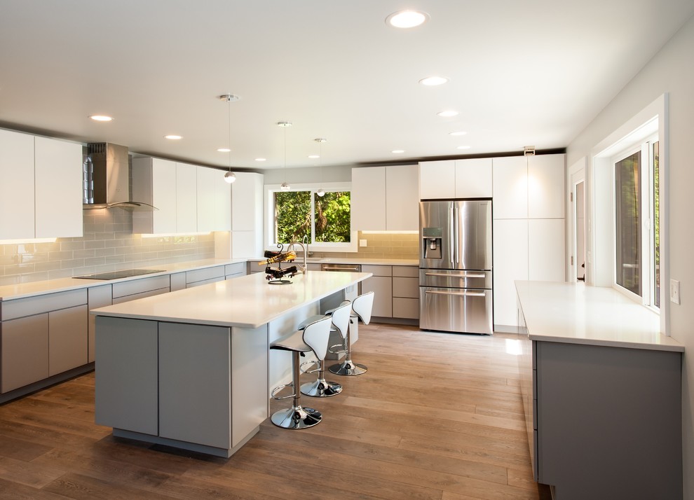 Example of a transitional kitchen design in Seattle