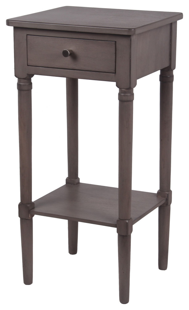Privilege Vintage Stone 1 Drawer Accent End Table, Gray, 13.4"W