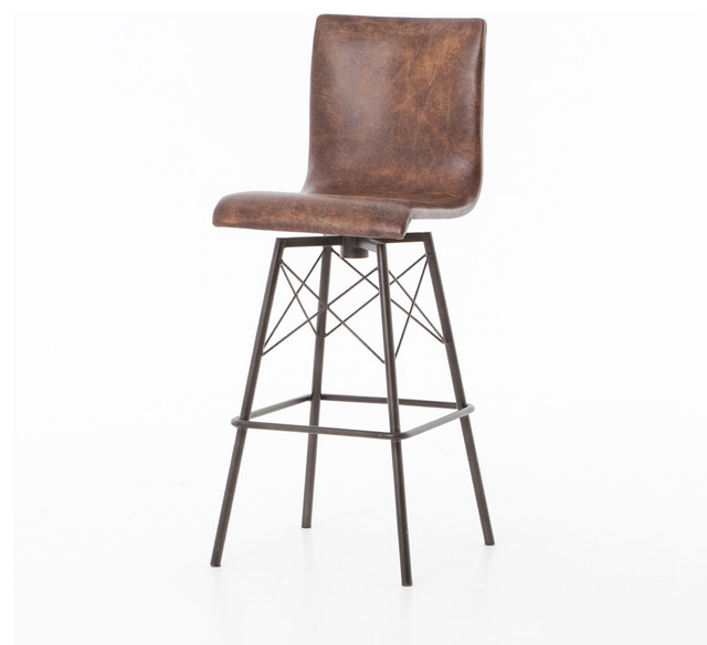 44 5 Danilo Bar Counter Stool Top Grain Leather Iron Havana Waxed 44 5 Danilo Bar Counter Stool Top Grain Leather Iron Havana Waxed Black Artisan Stools And By World Bazaar