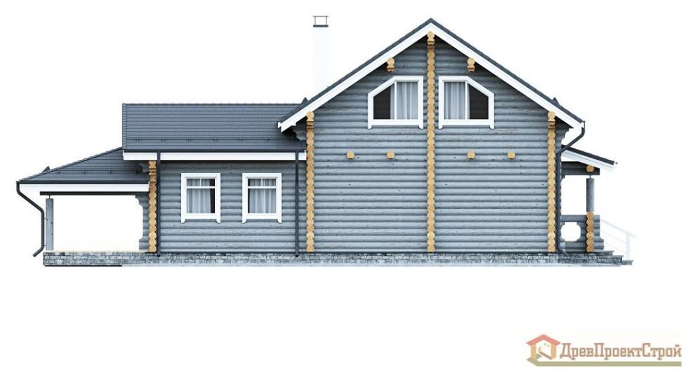 Дом из оцилиндрованных бревен 197,03м². Размеры 16800 х 10200. Проект № 304