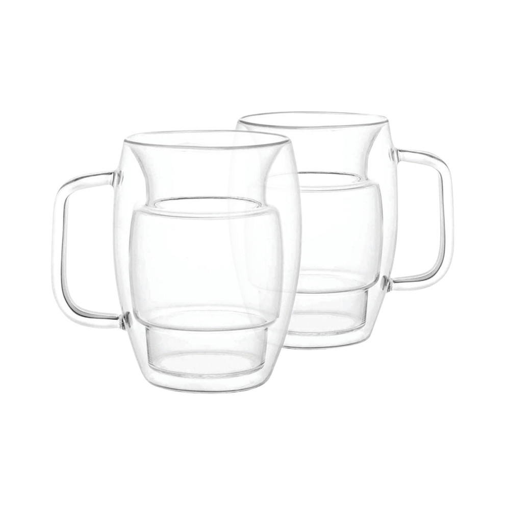 Cadus Double Wall Coffee Glasses 16 oz, Set of 2 Contemporary