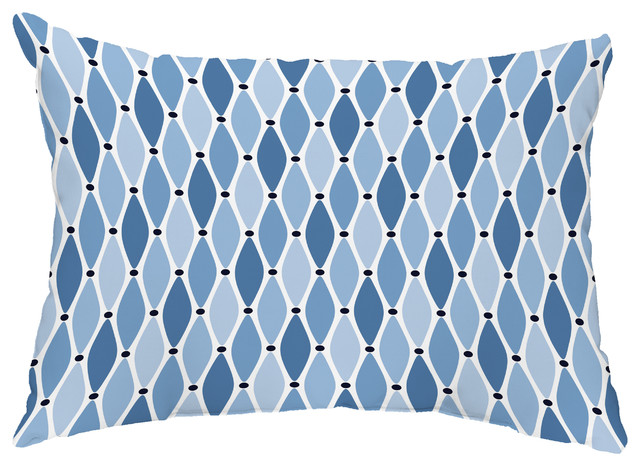 Wavy 14"x20" Decorative Abstract Outdoor Throw Pillow, Blue