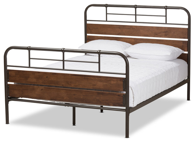 Monoco Rustic Black Metal Coco Brown Wood Full Platform Monoco Rustic Black Metal