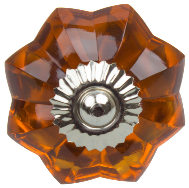 1 3 4 Amber Glass Flower India Cabinet Knob Contemporary 1 3 4 Amber Glass Flower India Cabinet Knob Contemporary And Drawer Knobs By Gliderite Hardware