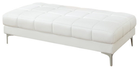 Leather Ottoman In White