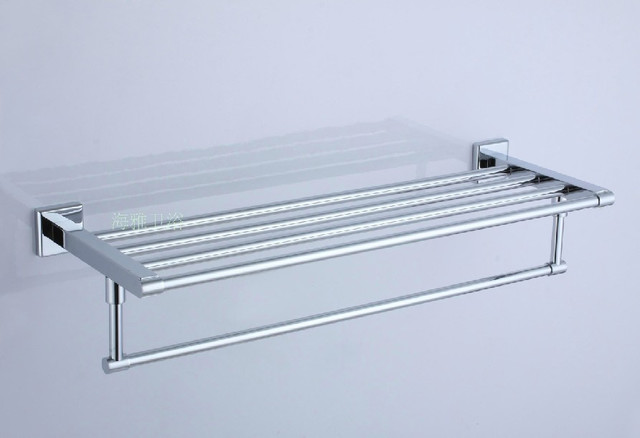 Polished Chrome Stainless steel Bathroom Shelf With Towel Bar 7802