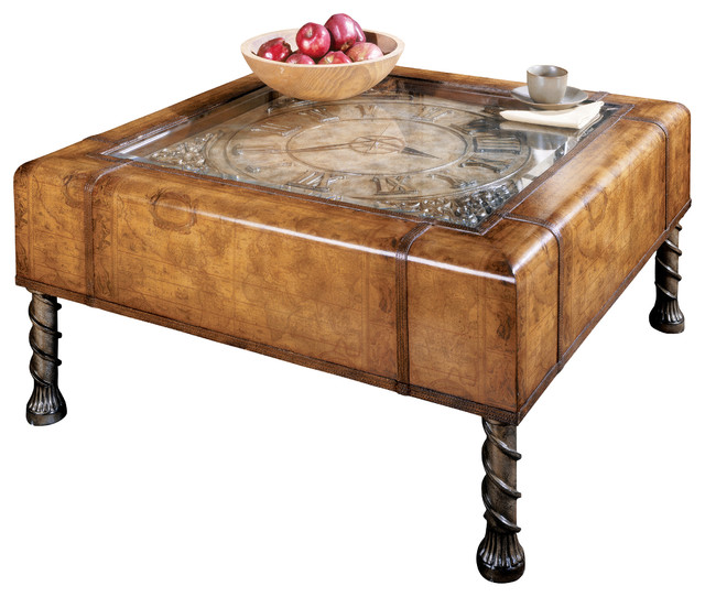 butler vasco old world map clock cocktail table - eclectic butler vasco old world map clock cocktail table - eclectic
