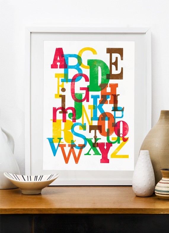 Colorful Alphabet - A3 poster print in Letterpress style