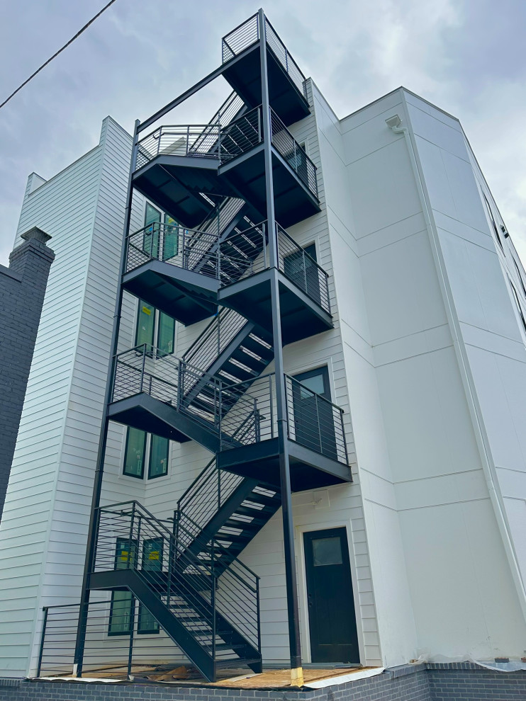 Metal Staircase with meal railings