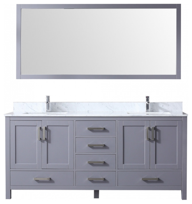 72 Inch Modern Dark Gray Double Sink Bathroom Vanity, Choice of Top - Transitional - Bathroom ...