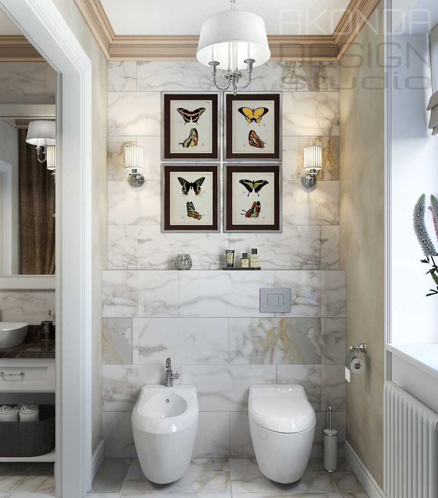 Design ideas for a traditional powder room in Saint Petersburg.