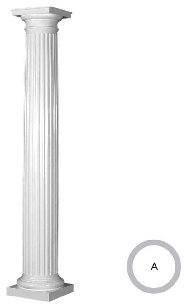 EnduraStone Tapered Fluted Column, Smooth PaintGrade, Tuscan Base, 8