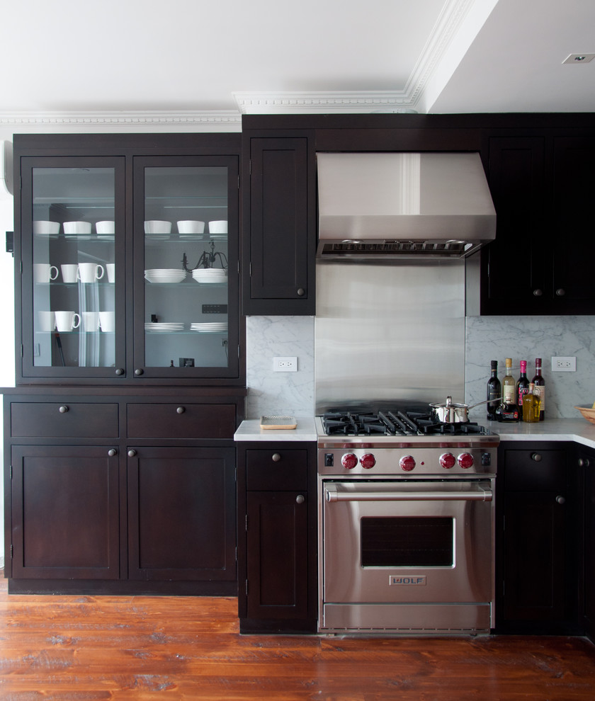 Inspiration for a contemporary kitchen in New York with stainless steel appliances.