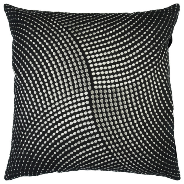 Midnight Decorative Pillow in Black/Metallic Silver Contemporary