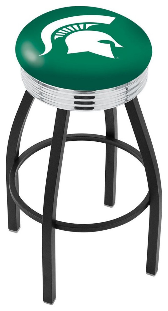 Holland L8B3C Michigan State 25" Swivel Counter Stool Black/Chrome Contemporary Bar Stools