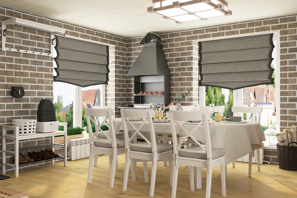 Дизайн-проект кухни гостиной с гриль - барбекю