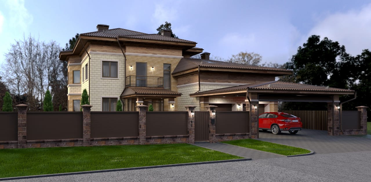 Архитектурная концепция индивидуального жилого дома КП "Новорижский"