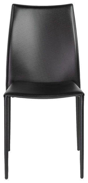 The Dubai Stacking Side Chair, Leather, Set of 2, Black