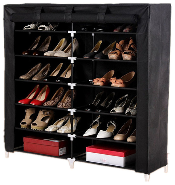 7 Tier Portable Shoe Rack Closet With Fabric Cover Shoe Storage Organizer Cabin Contemporary Shoe Storage By Brawbuy Deals