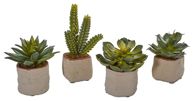 Mixed Succulent Artificial Plant, 4-Piece Set