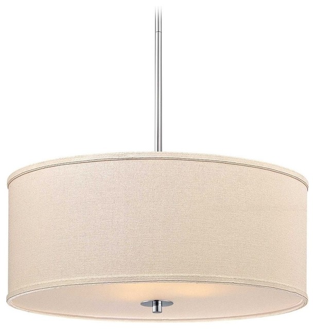Large Modern Drum Pendant Light Polished Chrome Finish Large Modern Drum Pendant Light Polished Chrome Finish