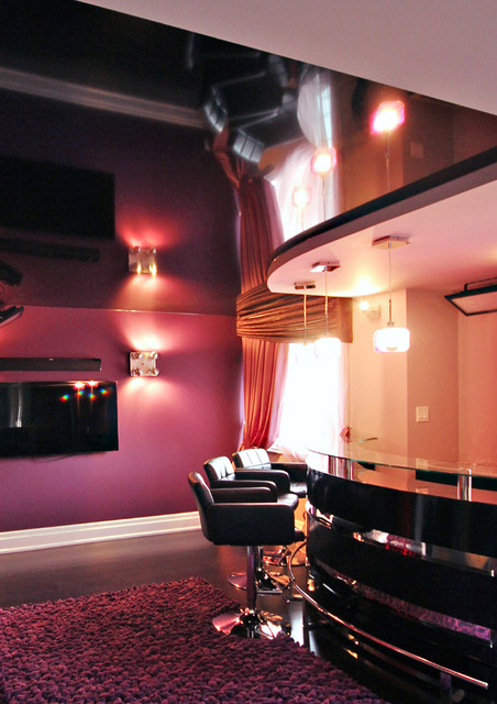 Black Gloss Stretch Ceiling In Jewelbox Entertainment Room