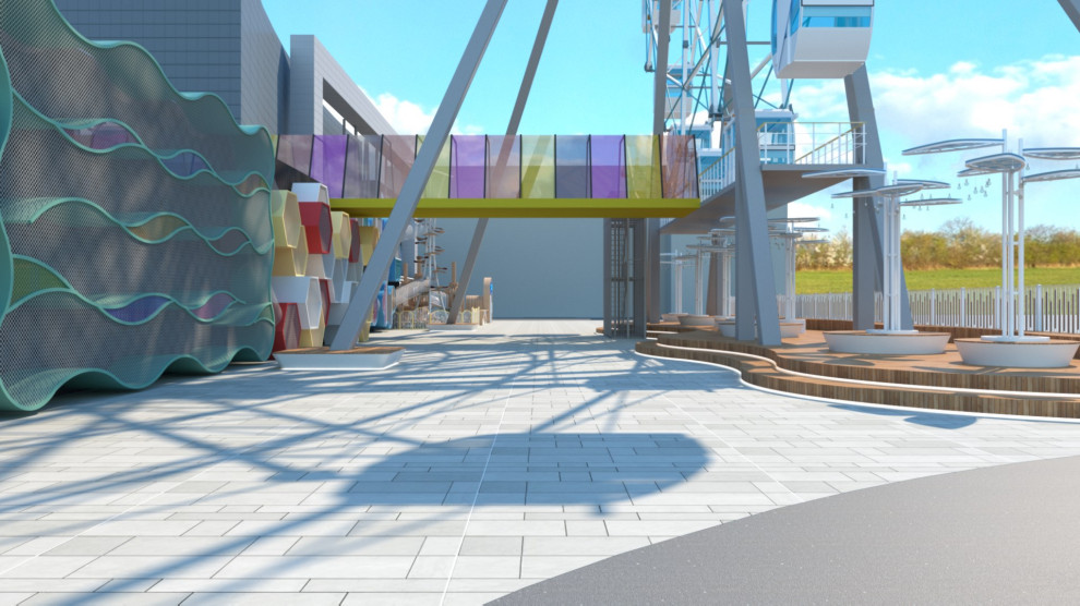 Прогулочная зона под колесом обозрения КРК Мегаполис