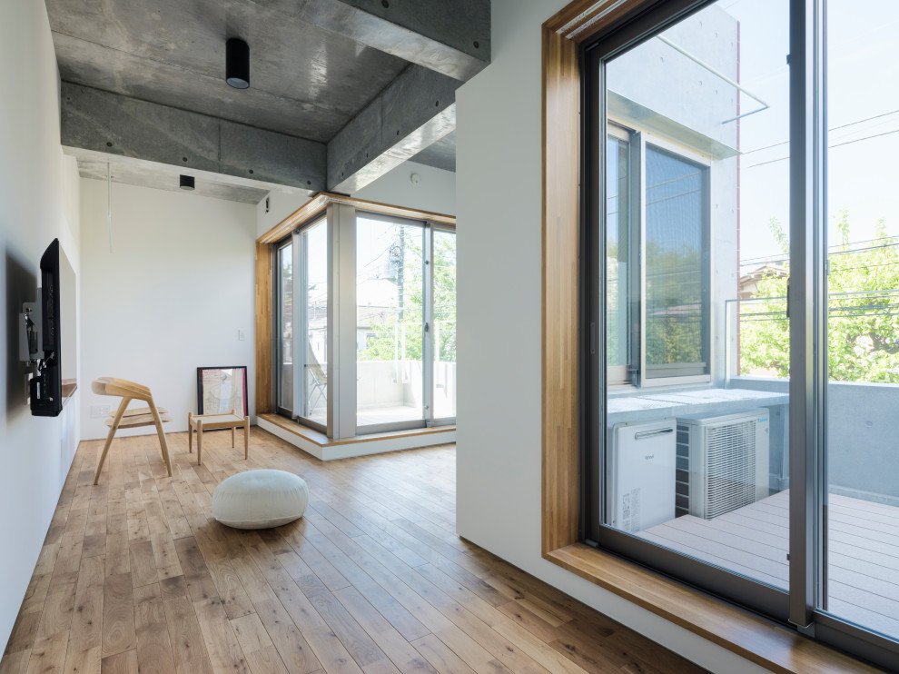 Living room - industrial living room idea in Tokyo