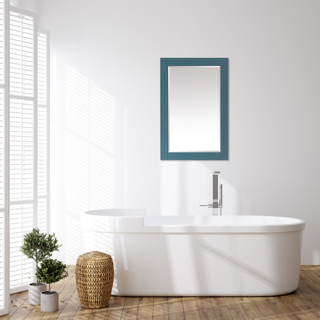 Sutton Rectangular Bathroom Wood Framed Wall Mirror, Royal Green, 24 ...