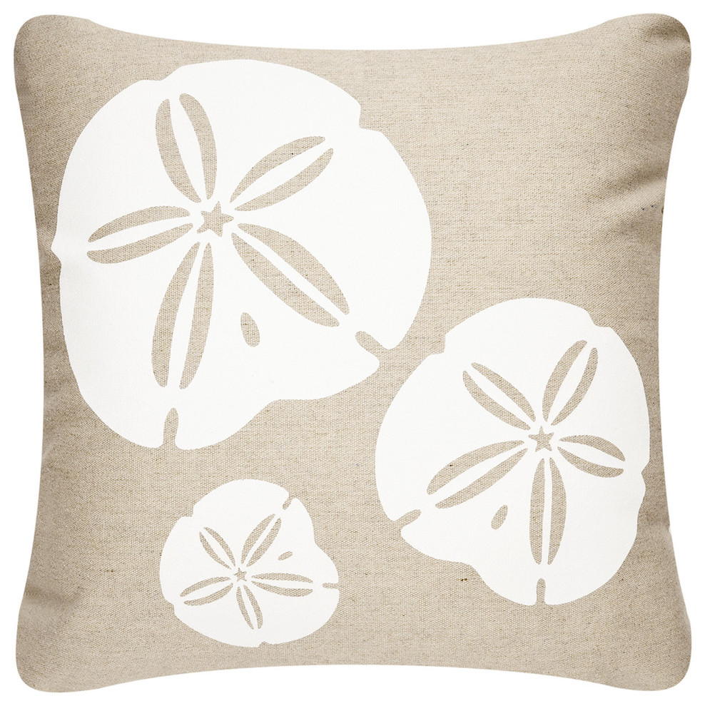 Sand Dollar Eco Outdoor Pillow, Shell White/Papyrus, Without Insert