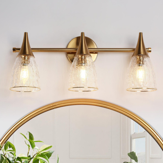LALUZ 3-Light Modern Gold Bathroom Vanity Light - Transitional ...