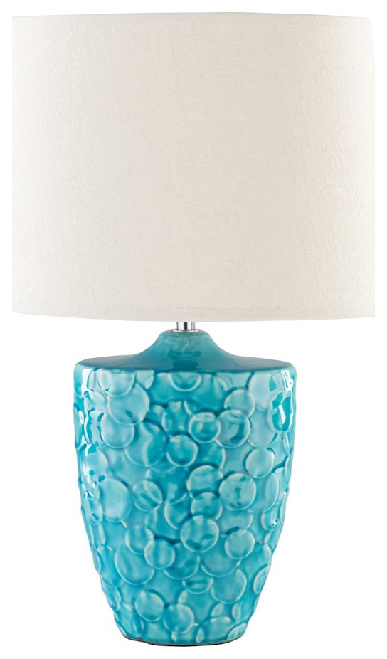 ThistleWood Table Lamp by Surya, Teal/Ivory Shade Contemporary