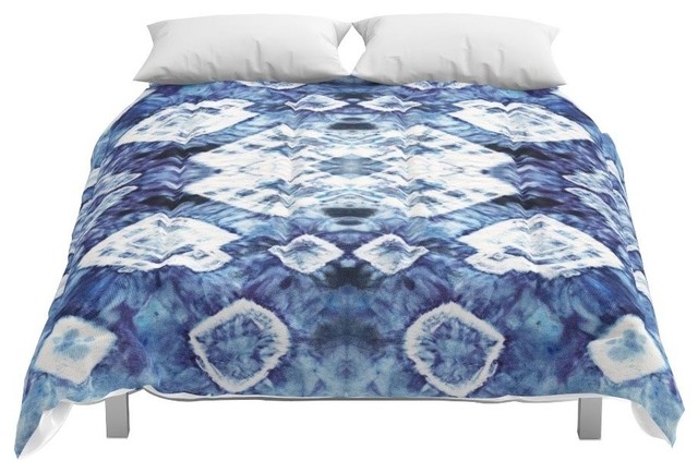 Society6 Blue Silk Tie Dye Comforter Contemporary Comforters