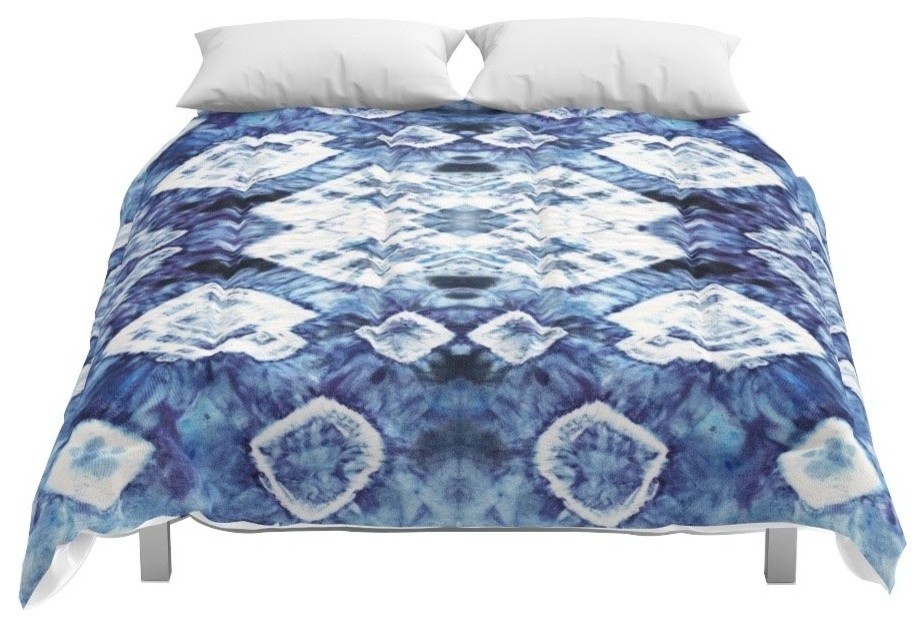 Society6 Blue Silk Tie Dye Comforter Contemporary Comforters
