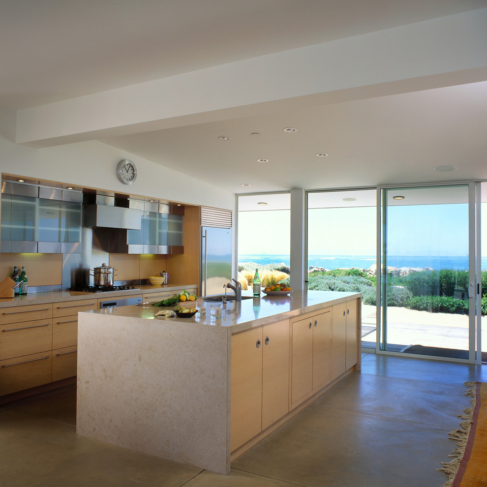 Beach style kitchen in Santa Barbara with stainless steel appliances.