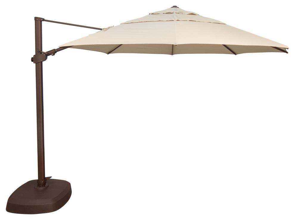 Fiji 11.5' Octagon Cantilever Umbrella, Taupe, Solefin Fabric