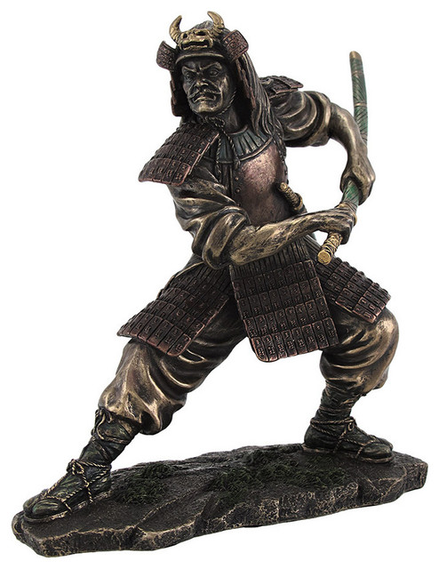 Bronzed Samurai Warrior in Fighting Stance