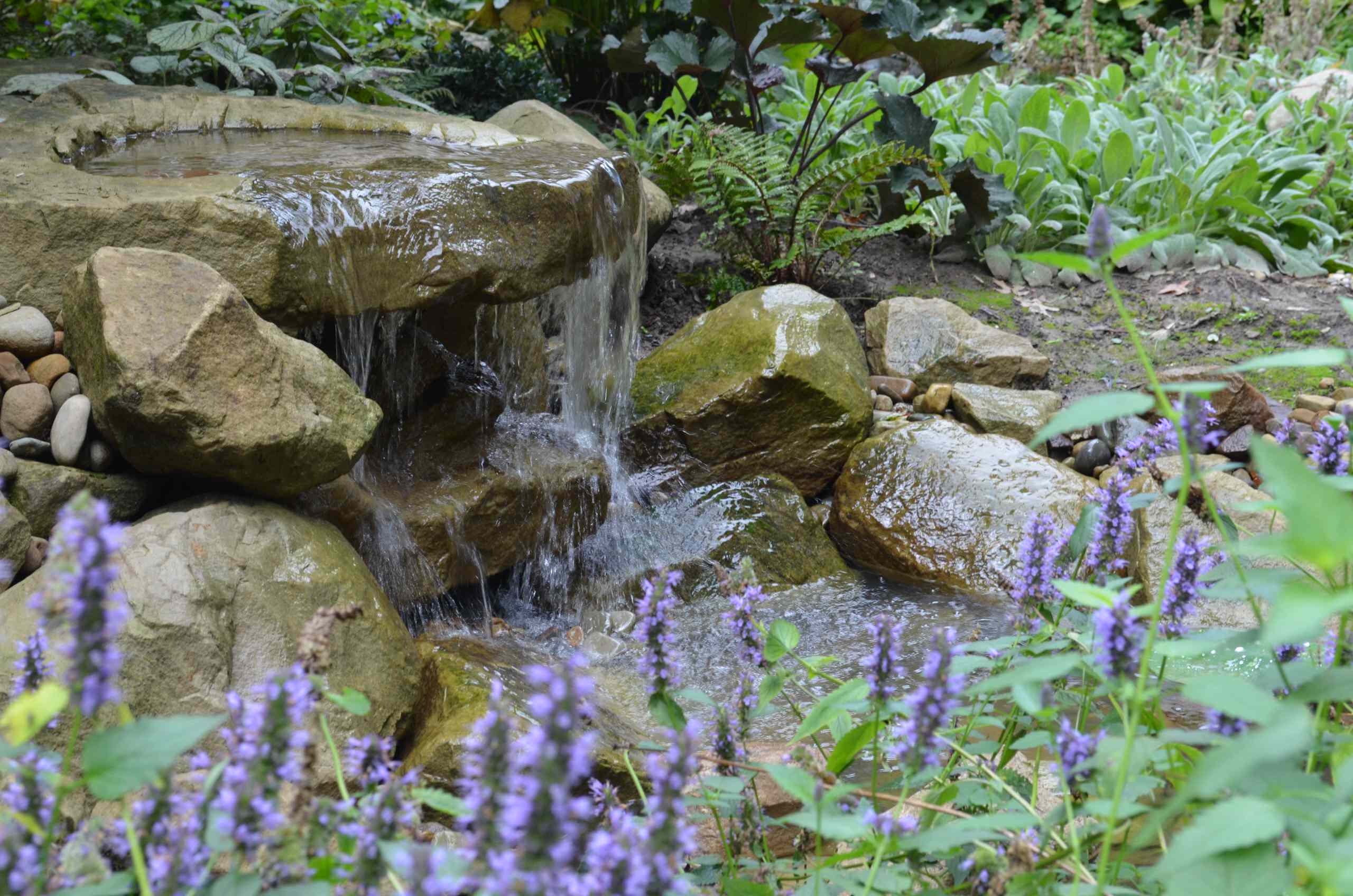 Carved stone water feature