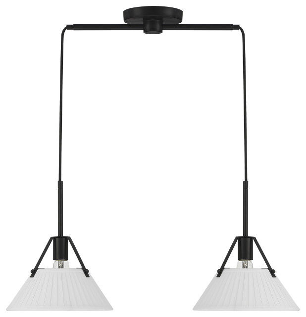 2Light Linear Chandelier, Matte Black Transitional Chandeliers