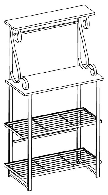 Kalamazoo Rack Kalamazoo 4 Tier Free Standing Kitchen Bakers Rack, Pewter Metal ...