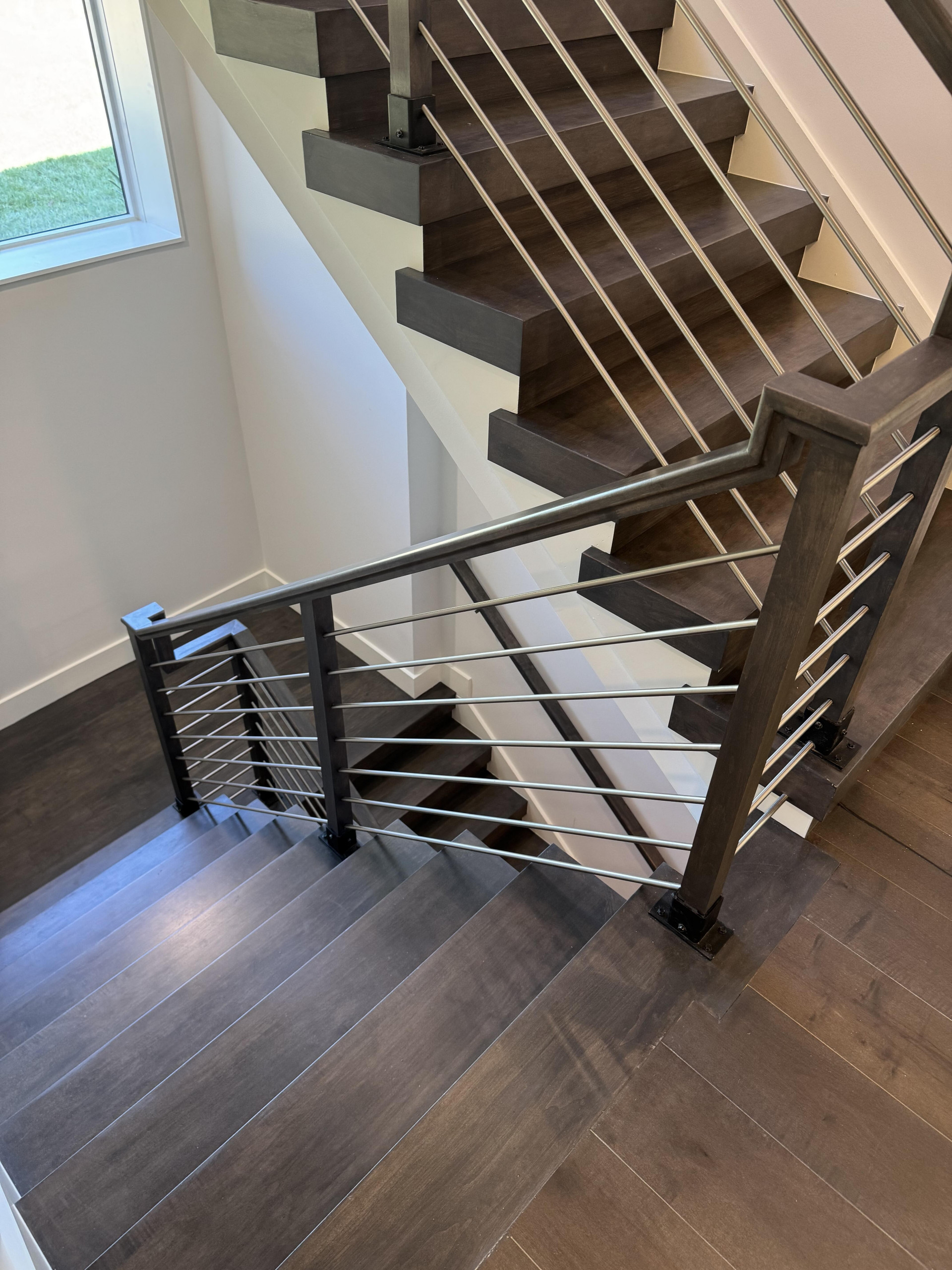 137_Transitional Maple Staircase with Stainless Steel Rail, Clifton, VA 2014