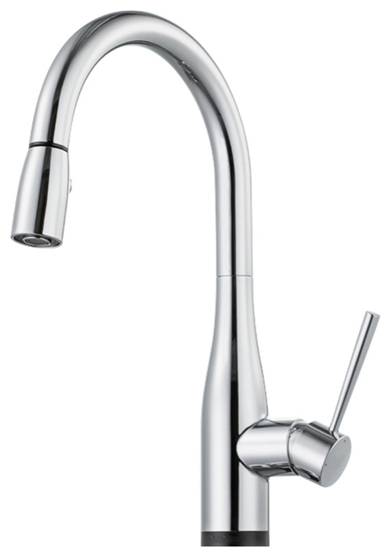 Bravat Stylish Pull-Out Faucet Chrome Deck Kitchen Sink Faucet ...