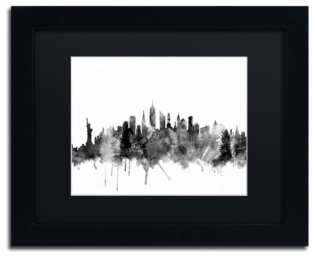 Michael Tompsett 'New York City Skyline B&W' Matted Framed Art, 11x14