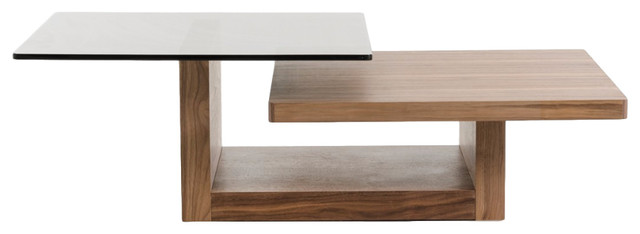 Modrest Echelon Modern Walnut And Smoked Glass Coffee Table - Modern Walnut Wood Coffee Table Modrest Echelon Modern Walnut And Smoked Glass Coffee Table - Modern Walnut Wood Coffee Table