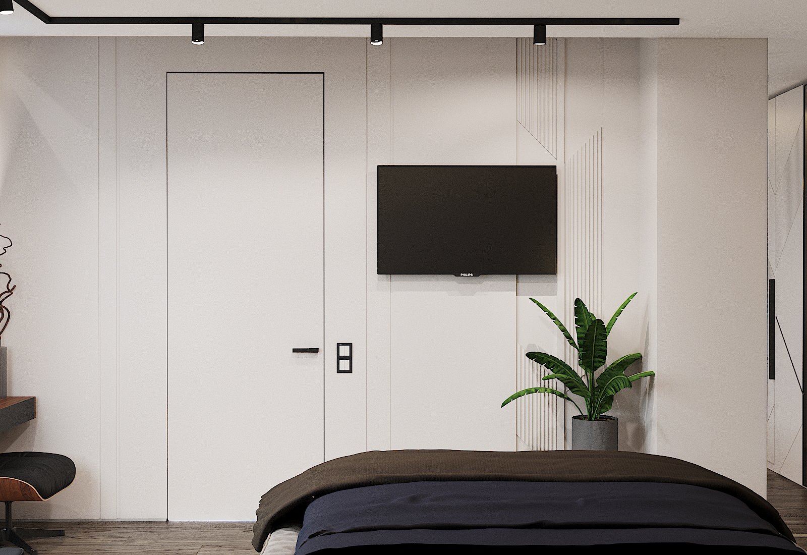 спальня в современном стиле со "скалой"