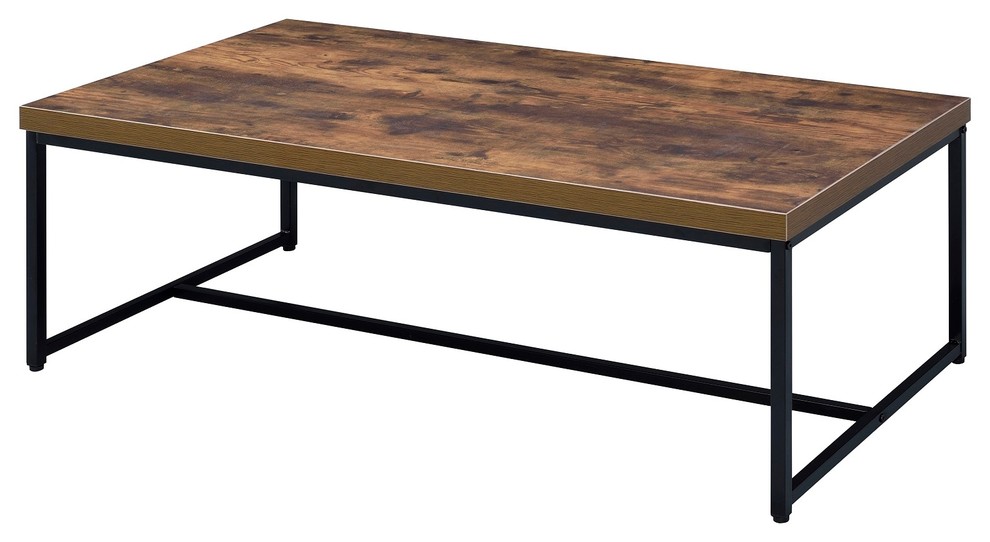 Weathered Oak Finish Coffee Table Industrial Coffee Tables by