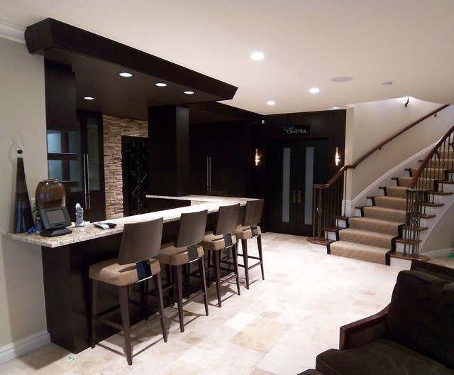 Lower level bar  Contemporary  Living Room  Detroit  by Millennium Cabinetry
